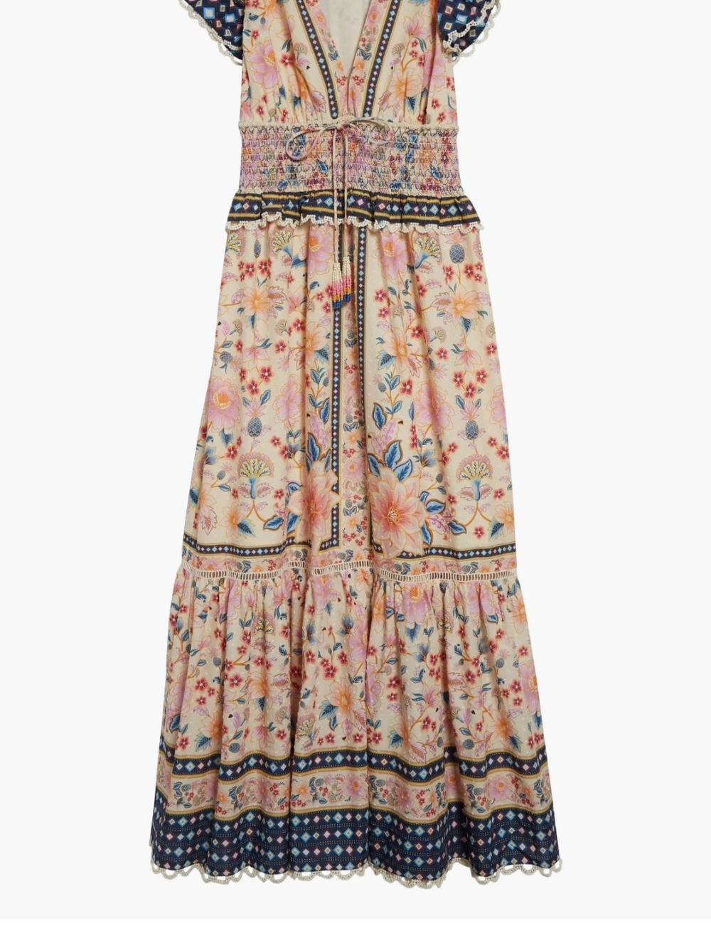 FARM Rio Cream Floral Maxi Dress with Navy Border, 100% Cotton - Picture 6 of 12